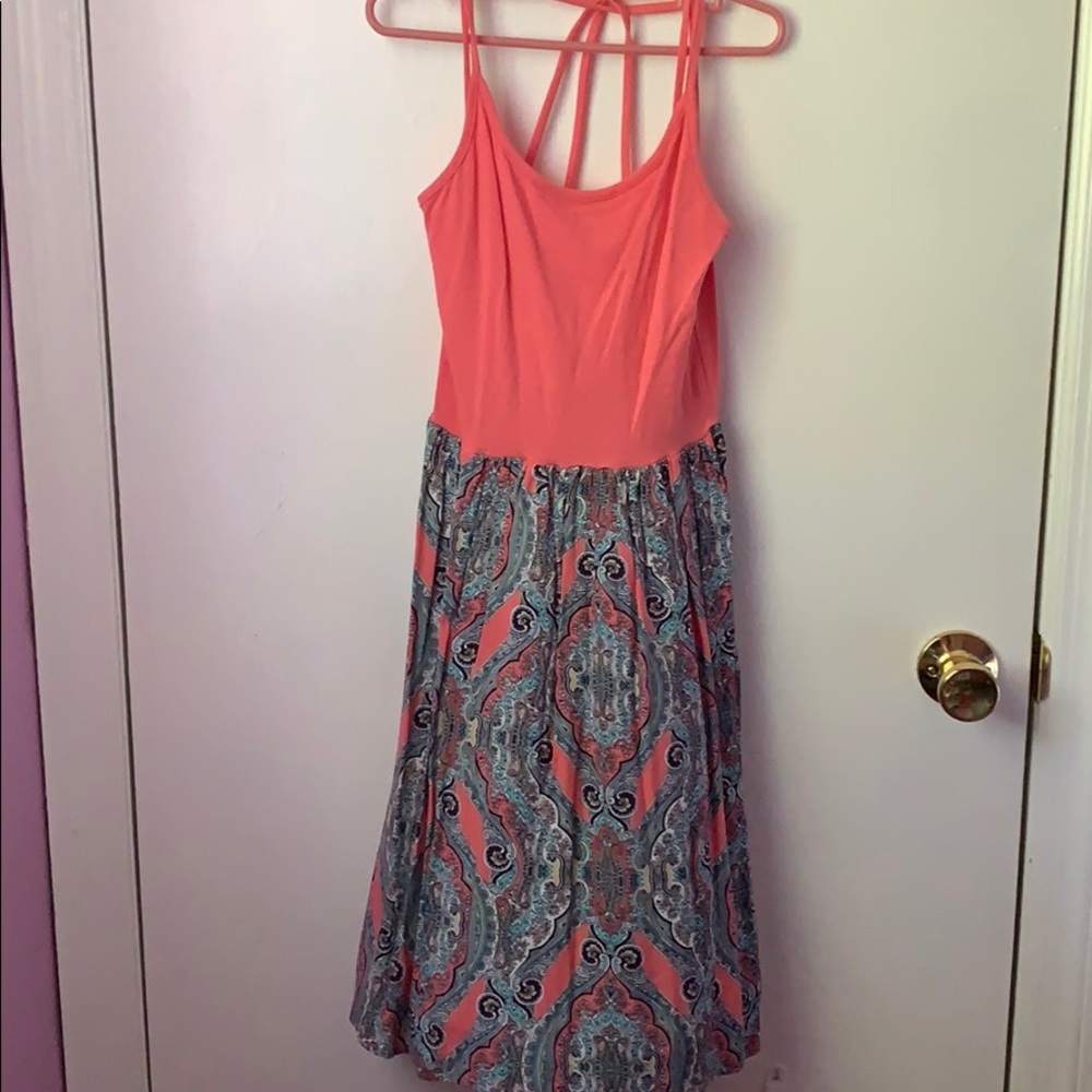 Xhilaration Coral Dress With A Cross Back